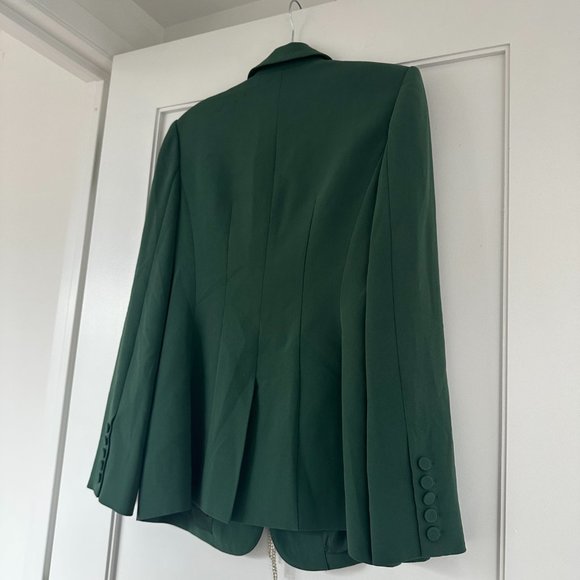 Cinq à Sept Cheyenne Blazer Jacket Rhinestone Fringe Dark Emerald Womens Sz 4 - Picture 12 of 13